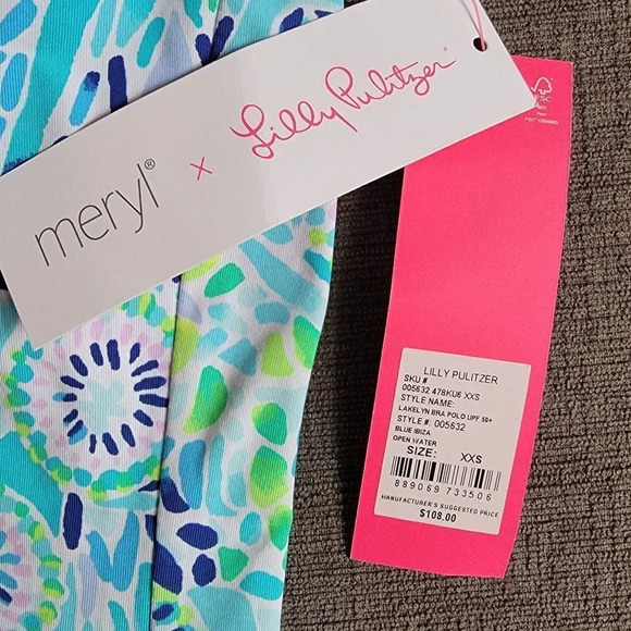 Lilly Pulitzer Luxletic Women's Blue Ibiza Sleeveless Collar Top Size Xxsmall - Picture 4 of 6